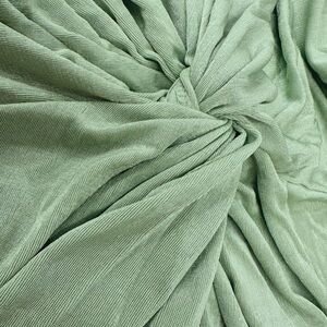 Twisted Front V-Neck Midi Dress With Short Sleeve And Front Slit Detail (Sage)